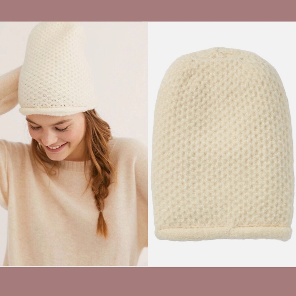 NWT $28 Free People Dreamland Knit Beanie - Ivory - One Size